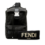 Fendi Black Canvas Leather Sling Bag (Pre-Owned)