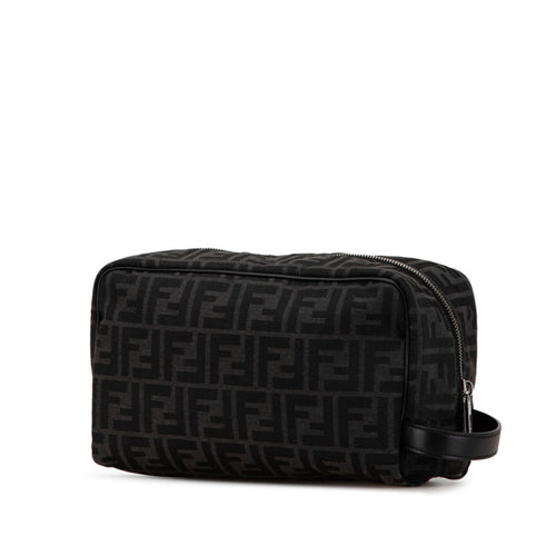 Fendi Black Canvas Leather Clutch Bag Pouch (Pre-Owned)