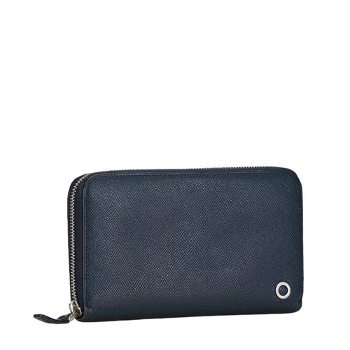 Bvlgari Bvlgari Bvlgari Navy Leather Long Wallet (Bi-Fold) (Pre-Owned)