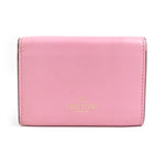 Valentino Garavani Gold Pink Leather Metal Wallet (Tri-Fold) (Pre-Owned)