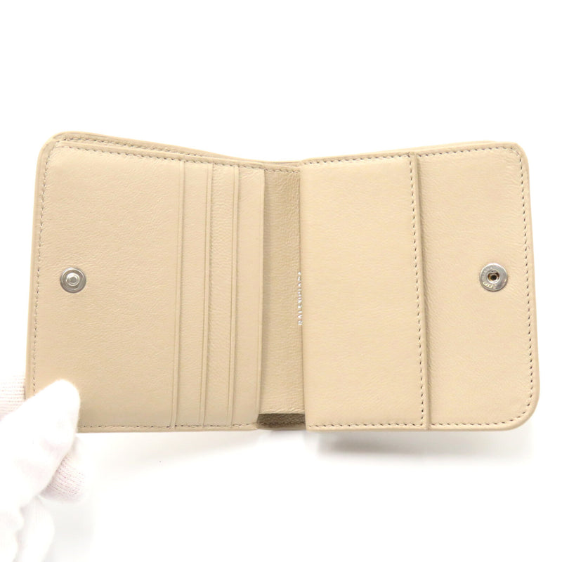 Balenciaga Beige Leather Middle Wallet (Bi-Fold)