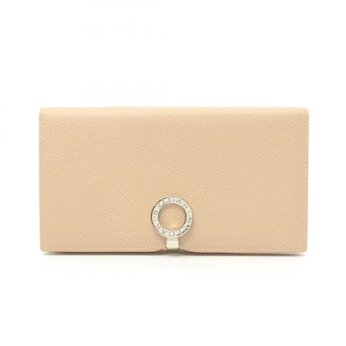 Bvlgari Beige Leather Long Wallet (Bi-Fold) (Pre-Owned)