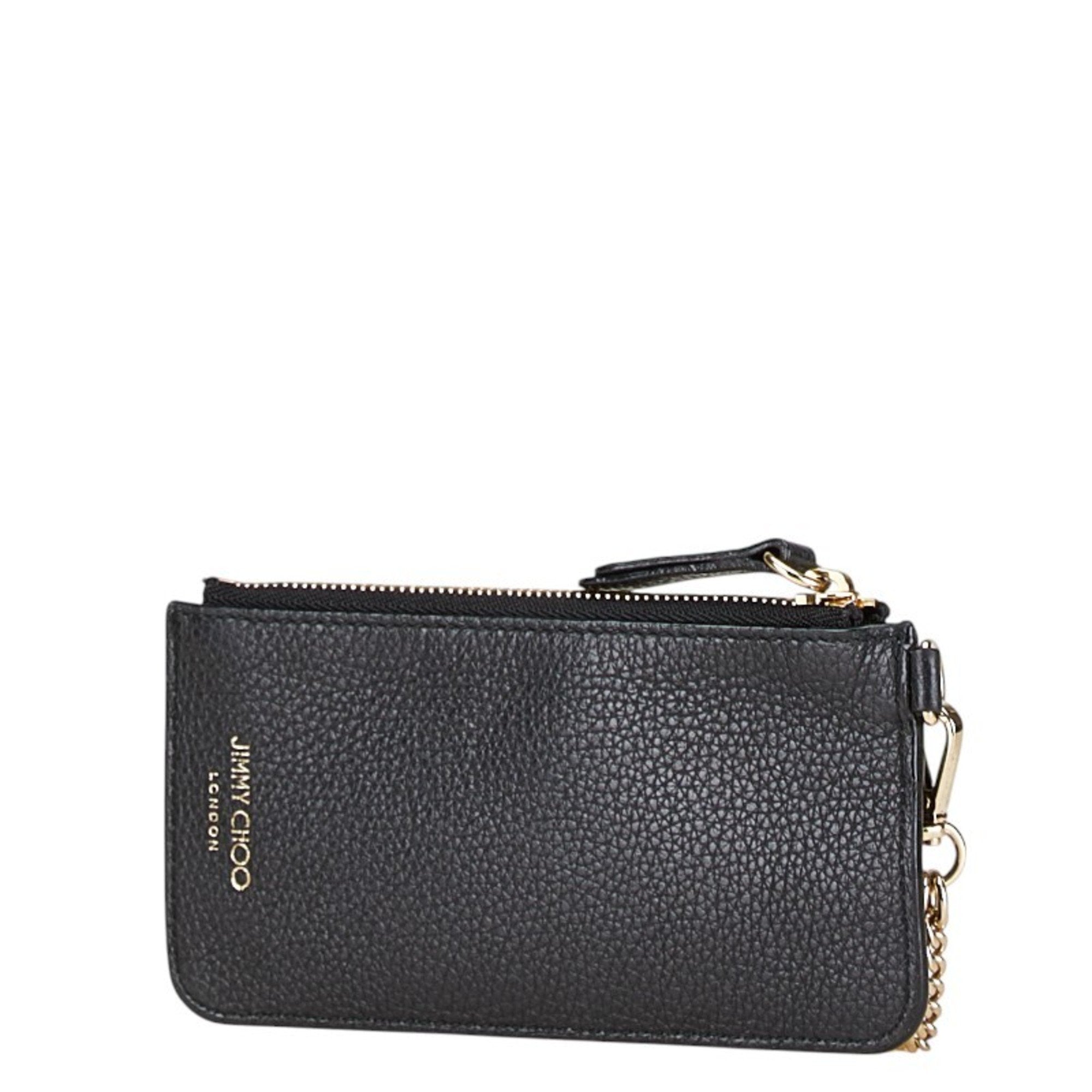 Jimmy Choo Black Leather Chain/Shoulder Wallet (Pre-Owned)