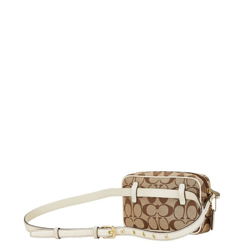 Coach Signature Brown White Canvas Leather Fanny Pack (Pre-Owned)