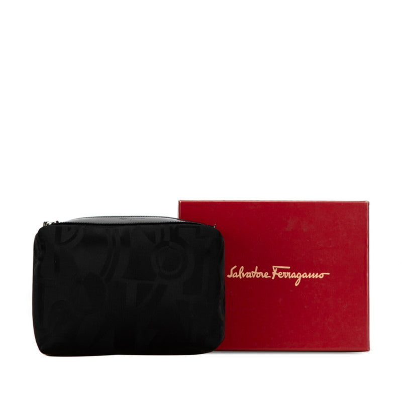 Salvatore Ferragamo Black Nylon Leather Pouch (Pre-Owned)