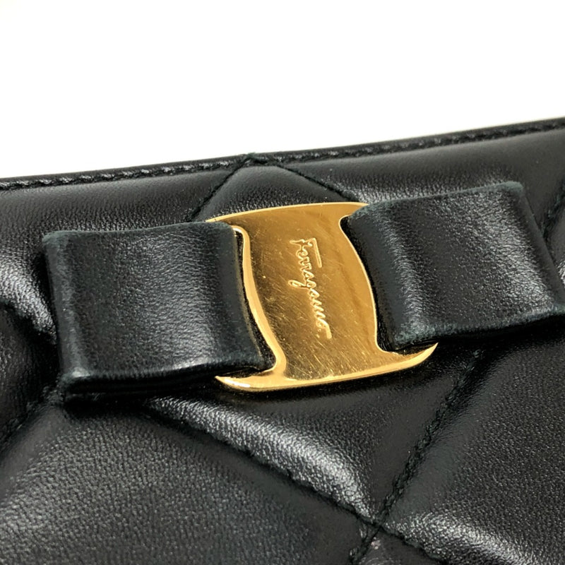 Salvatore Ferragamo Black Leather Long Wallet (Bi-Fold) (Pre-Owned)