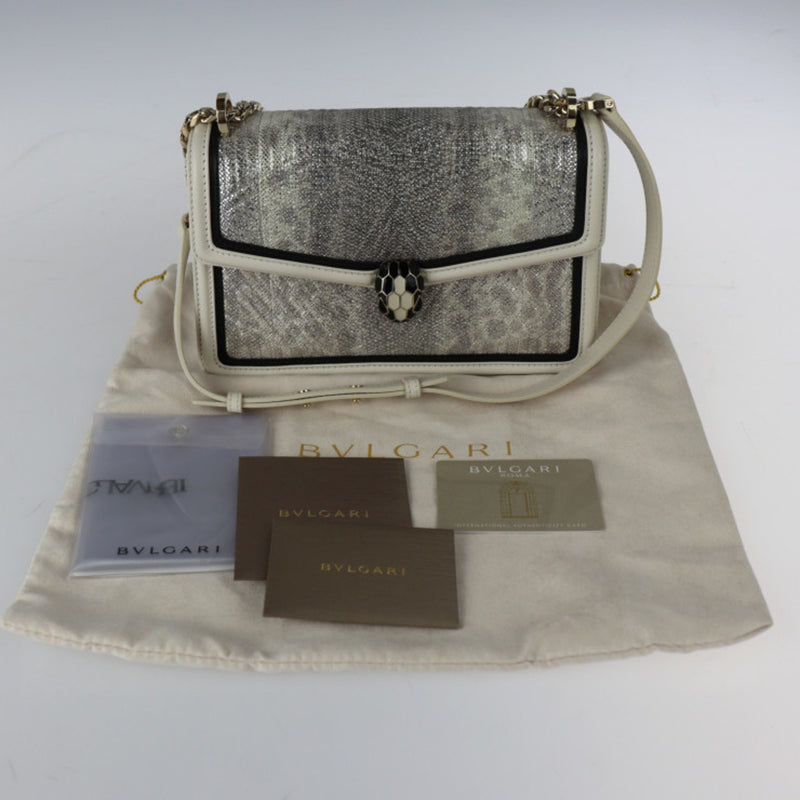 Bvlgari Black Ivory Silver Leather Shoulder Bag (Pre-Owned)