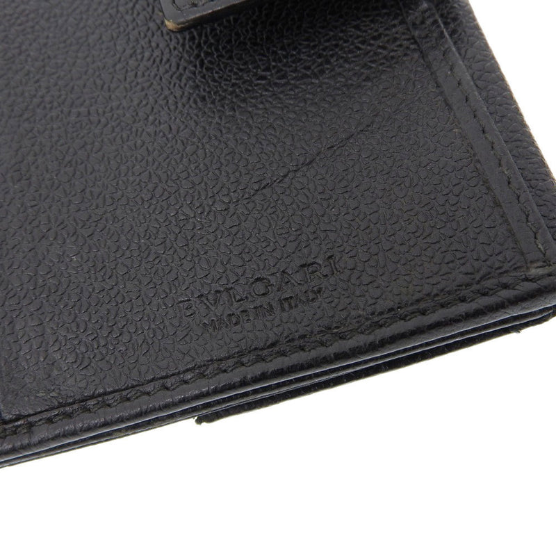 Bvlgari Millerighe Black Leather Long Wallet (Tri-Fold) (Pre-Owned)