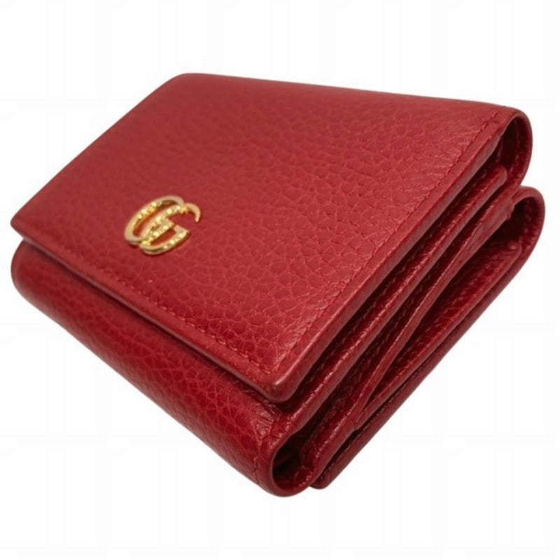 Gucci Red Color Leather Wallet (Tri-Fold) (Pre-Owned)