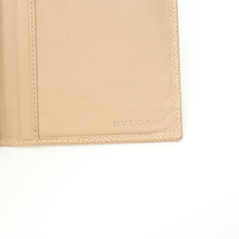 Bvlgari Beige Leather Long Wallet (Bi-Fold) (Pre-Owned)