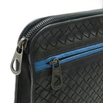 Bottega Veneta Intrecciato Black Blue Intrecciato Clutch Bag (Pre-Owned)