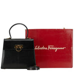 Salvatore Ferragamo Black Leather Handbag Shoulder Bag (Pre-Owned)