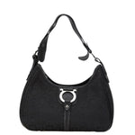 Salvatore Ferragamo Black Canvas Leather Handbag (Pre-Owned)