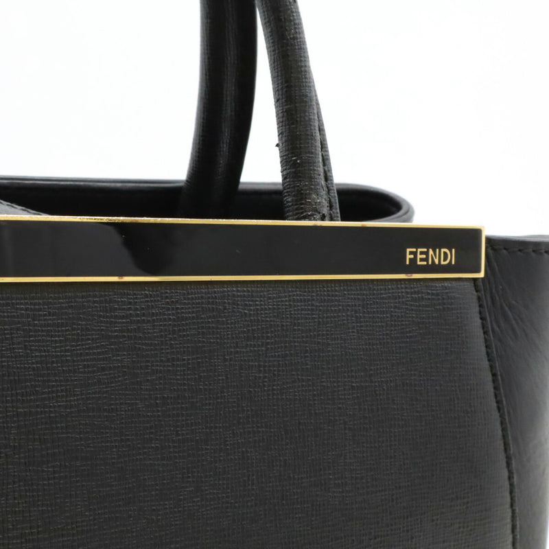 Fendi 2Jours Black Leather Handbag Shoulder Bag Tote Bag (Pre-Owned)