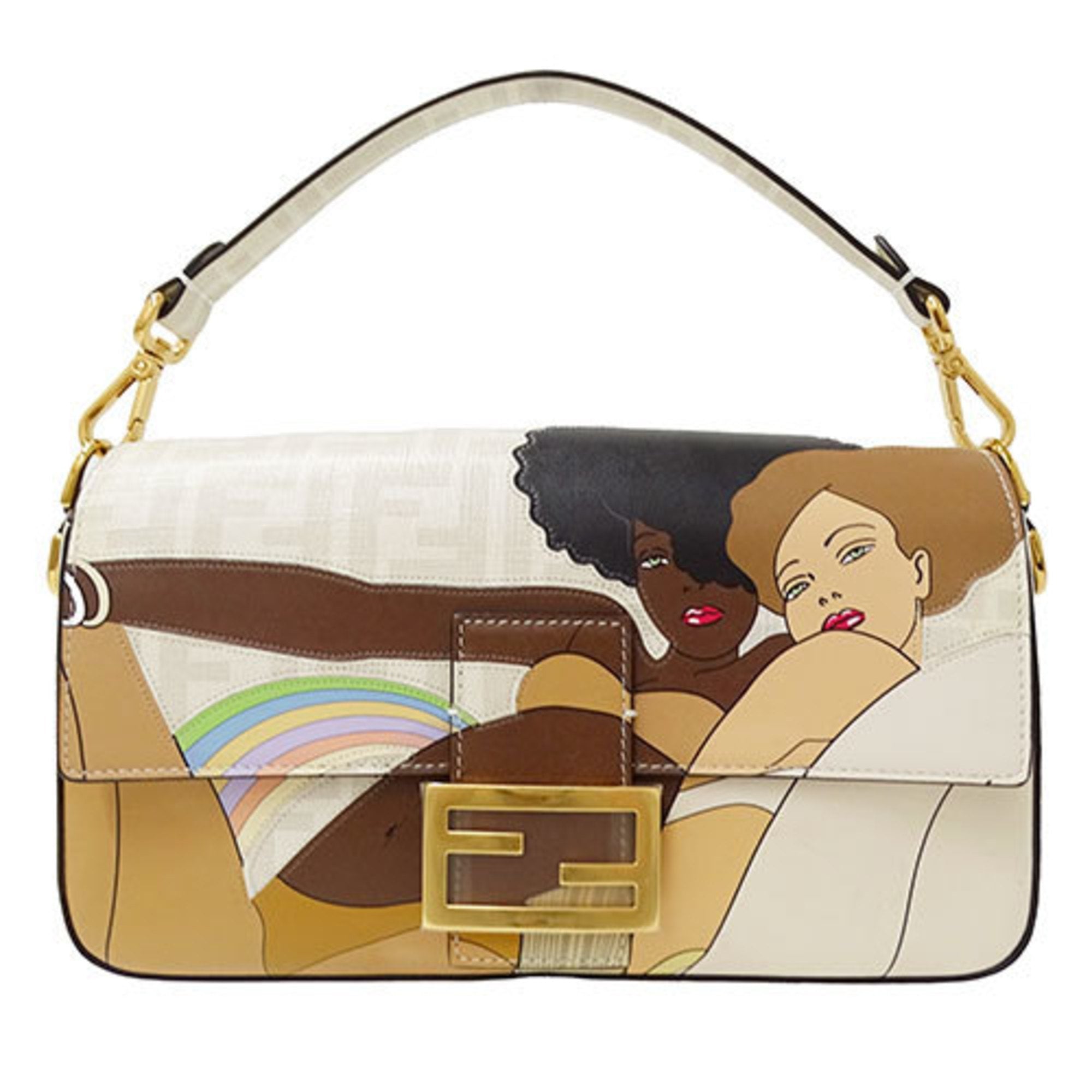 Fendi Ivory Multi-Color Pvc Handbag Shoulder Bag (Pre-Owned)