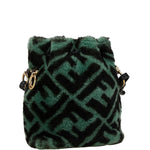 Fendi Black Green Fur Leather Shoulder Bag (Pre-Owned)