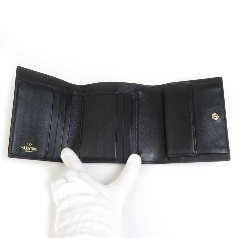 Valentino Garavani Black Leather Wallet (Tri-Fold) (Pre-Owned)