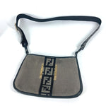 Fendi Black Gray Canvas Leather Shoulder Bag (Pre-Owned)