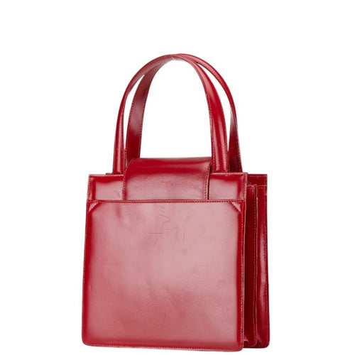 Bvlgari Red Color Leather Handbag Tote Bag (Pre-Owned)