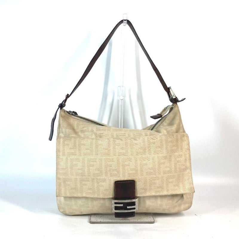 Fendi Beige Canvas Leather Shoulder Bag (Pre-Owned)