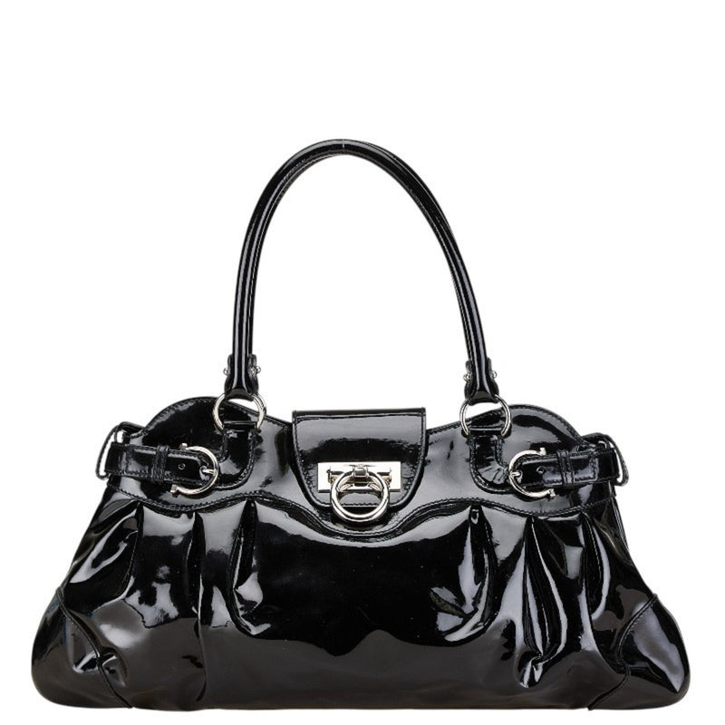 Salvatore Ferragamo Black Patent Leather Handbag (Pre-Owned)