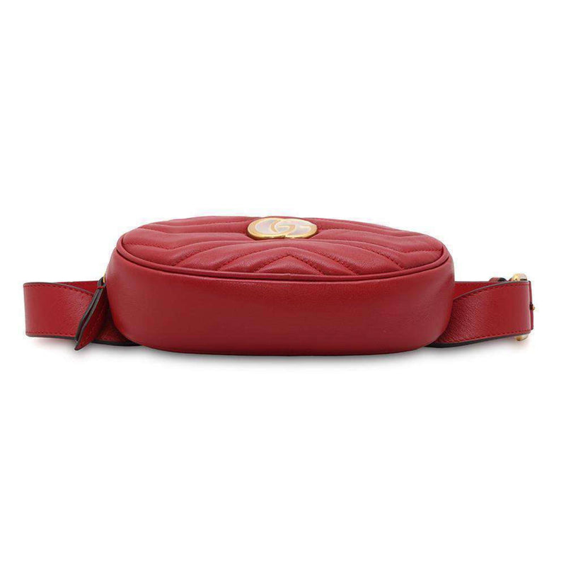 Gucci Gg Marmont Red Color Leather Fanny Pack (Pre-Owned)