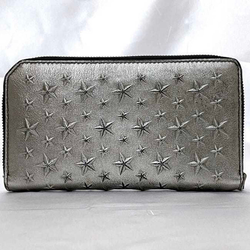 Jimmy Choo Metallic Silver Leather Long Wallet (Bi-Fold) (Pre-Owned)