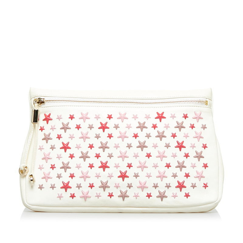 Jimmy Choo Red Color White Leather Clutch Bag (Pre-Owned)