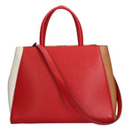 Fendi 2Jours Red Color White Leather Handbag Shoulder Bag (Pre-Owned)