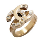 Chanel Champagne Gold White Gold Plating Band Ring (Pre-Owned)