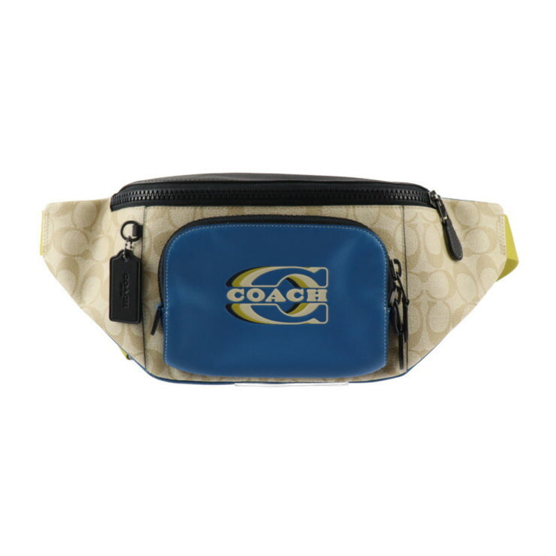 Coach Beige Black Blue Pvc Leather Fanny Pack (Pre-Owned)