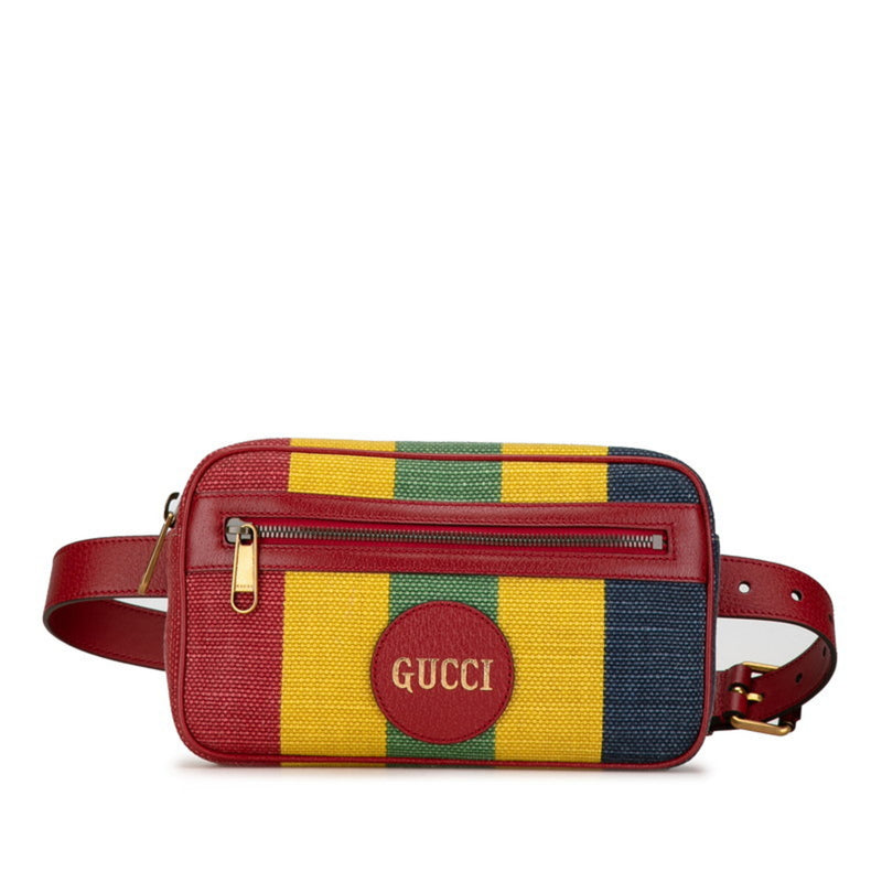 Gucci Multi-Color Canvas Leather Fanny Pack Sling Bag (Pre-Owned)