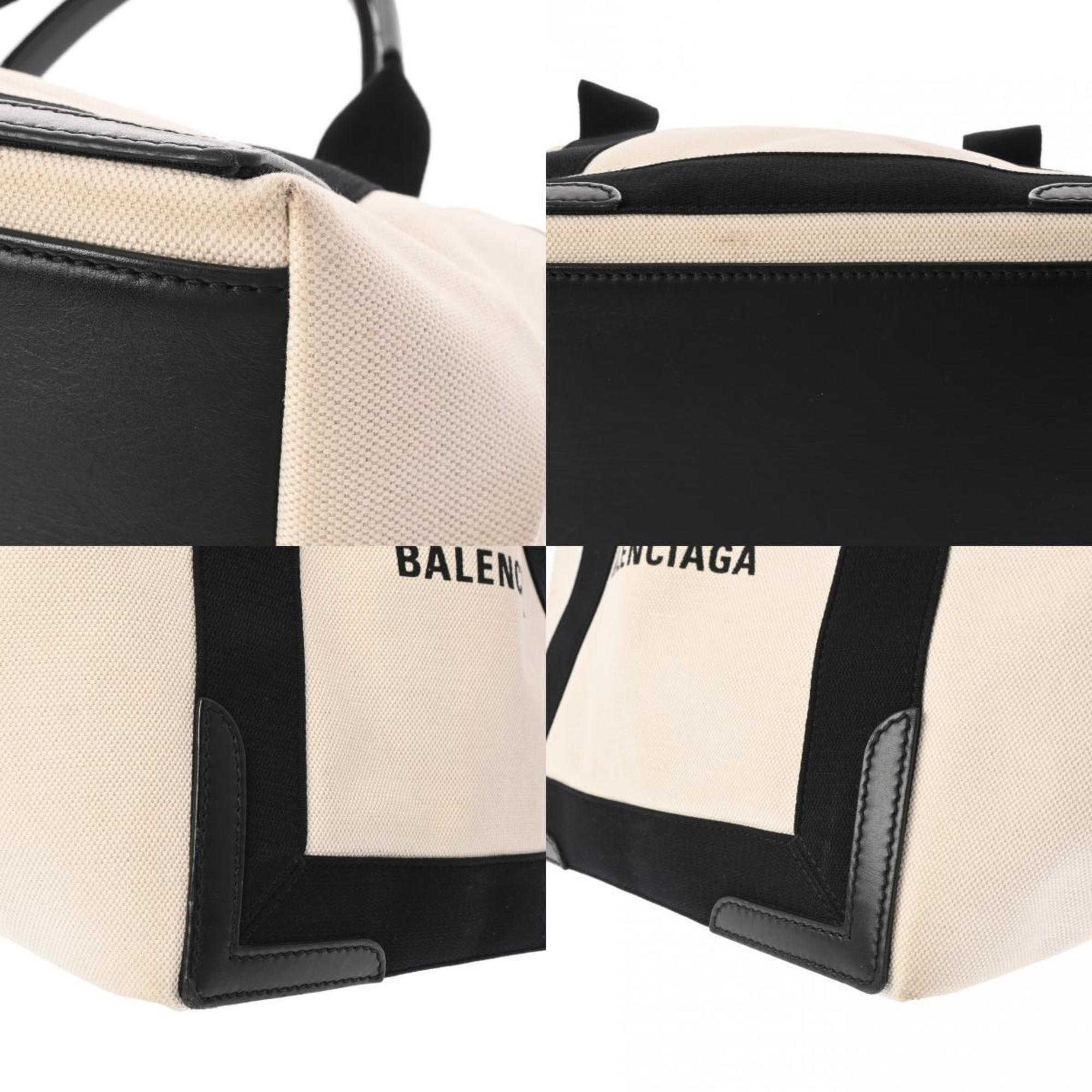 Balenciaga Beige Black Canvas Leather Handbag Pouch (Pre-Owned)