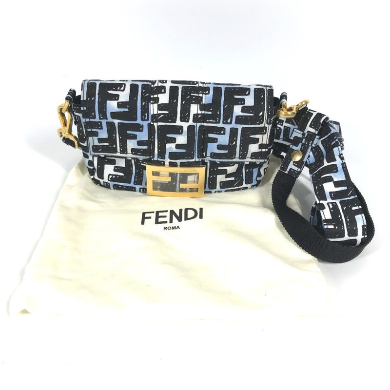 Fendi Black Blue Nylon Baguette Bag Pochette Shoulder Bag (Pre-Owned)