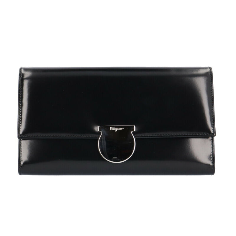 Salvatore Ferragamo Black Leather Long Wallet (Bi-Fold) (Pre-Owned)