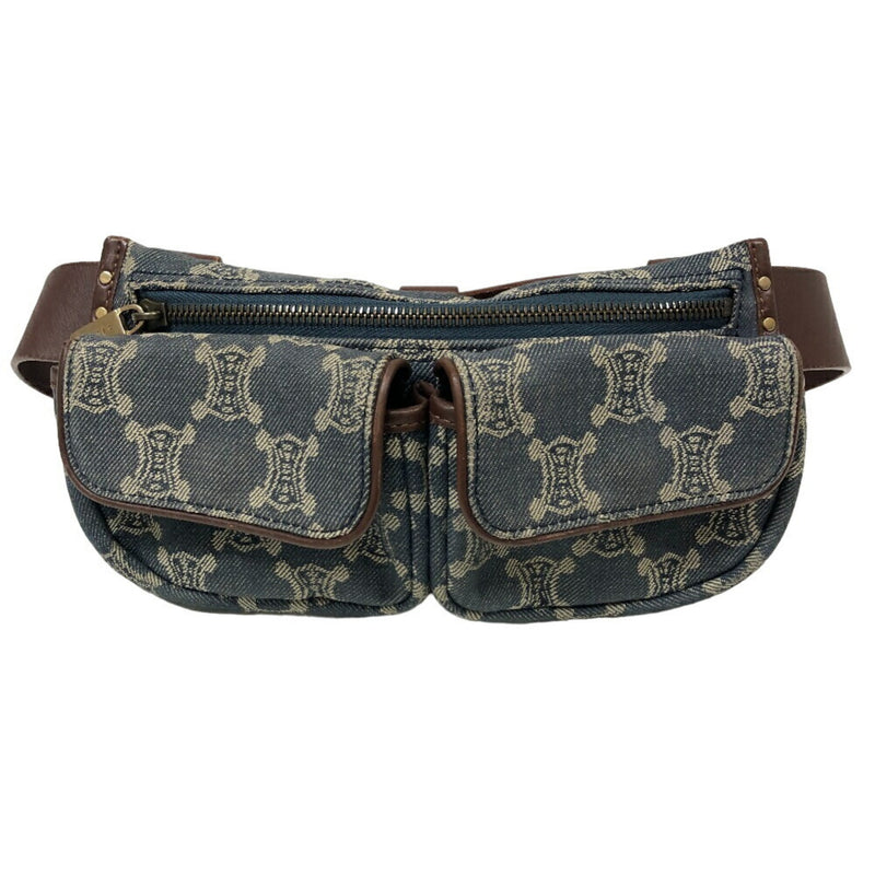 Celine Blue Brown Denim Leather Fanny Pack Sling Bag (Pre-Owned)