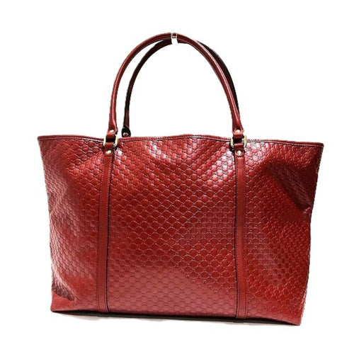 Gucci Red Color Leather Tote Bag (Pre-Owned)