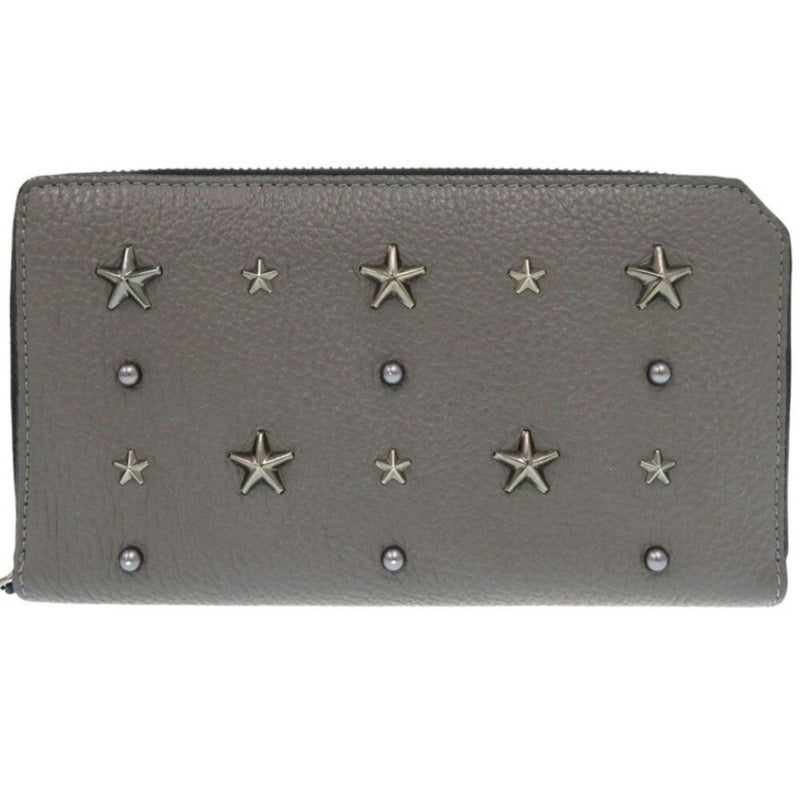 Jimmy Choo Gray Leather Long Wallet (Bi-Fold) (Pre-Owned)