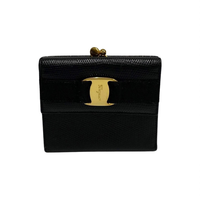 Salvatore Ferragamo Black Leather Wallet (Bi-Fold) (Pre-Owned)