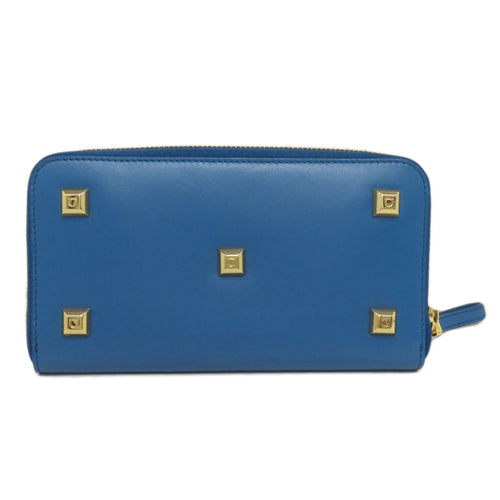 Salvatore Ferragamo Blue Leather Long Wallet (Bi-Fold) (Pre-Owned)