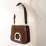 Salvatore Ferragamo Brown Suede Leather Shoulder Bag (Pre-Owned)