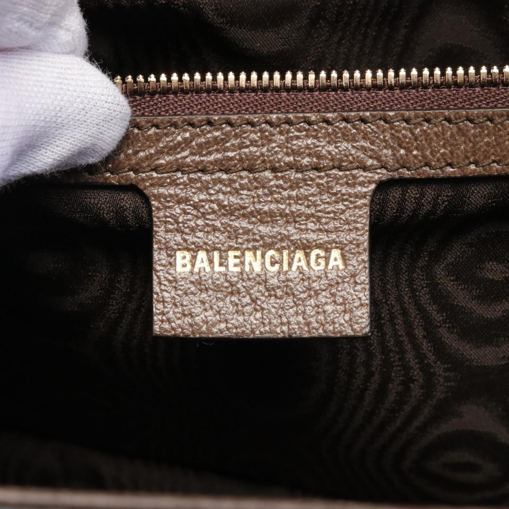 Balenciaga Beige Brown Multi-Color Coated Canvas Leather Shoulder Bag (Pre-Owned)