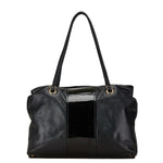 Salvatore Ferragamo Black Leather Handbag Tote Bag (Pre-Owned)