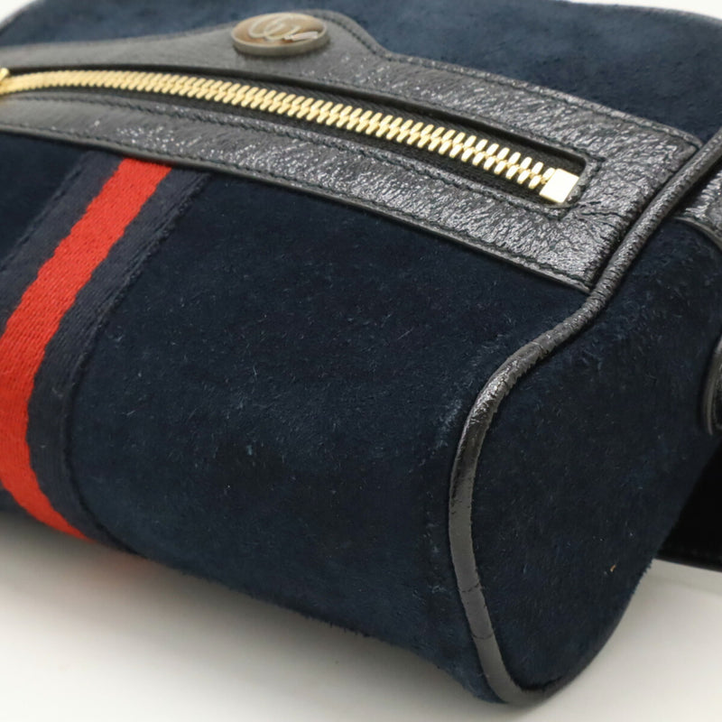 Gucci Navy Red Color Suede Patent Leather Fanny Pack Sling Bag (Pre-Owned)