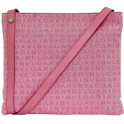 Bvlgari Pink Canvas Leather Shoulder Bag (Pre-Owned)