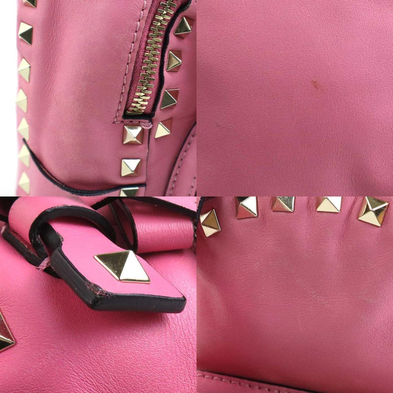 Valentino Garavani Gold Pink Metal Leather Backpack (Pre-Owned)