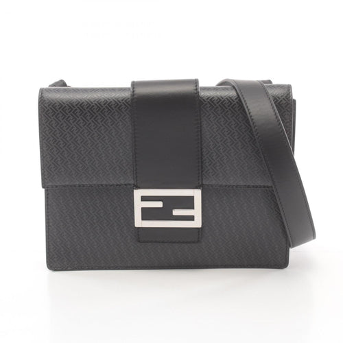 Fendi Baguette Black Gray Leather Shoulder Bag (Pre-Owned)