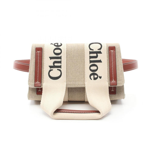 Chloé Beige Brown White Fabric Leather Fanny Pack