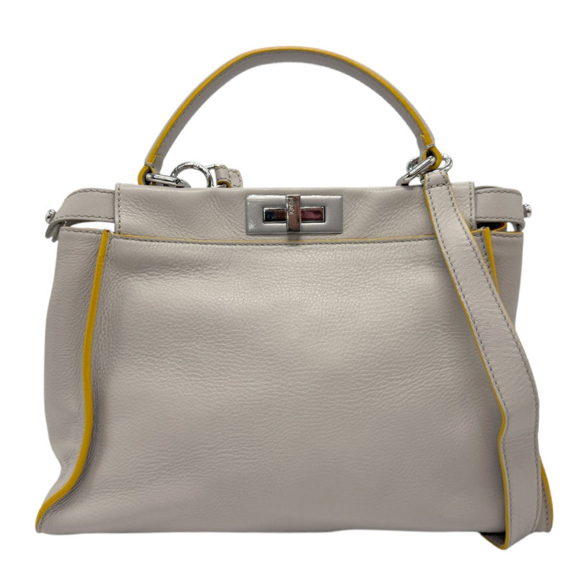 Fendi Light Beige Leather Handbag Shoulder Bag (Pre-Owned)