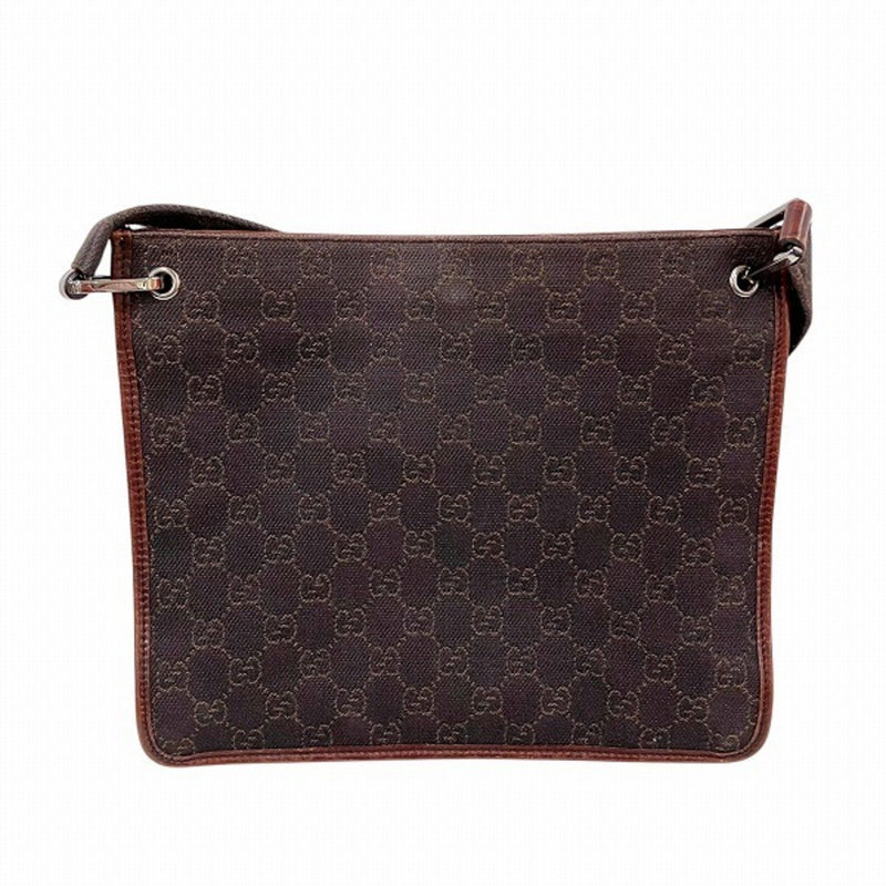 Gucci Brown Canvas Leather Shoulder Bag (Pre-Owned)